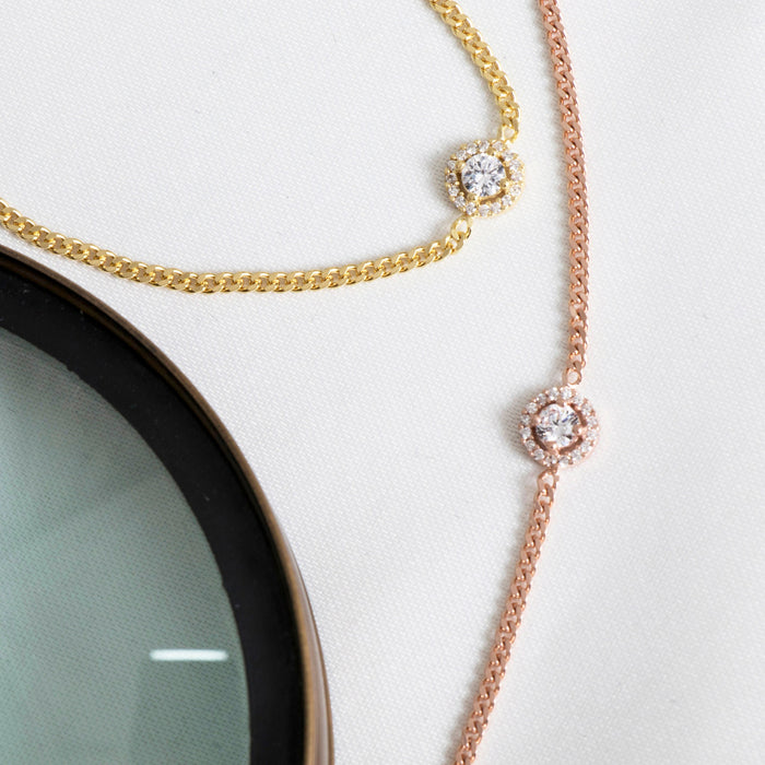 Gold Vermeil Cubic Zirconia Solitaire Bracelet