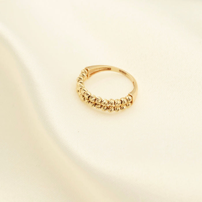 14K Solid Gold Beaded Ring