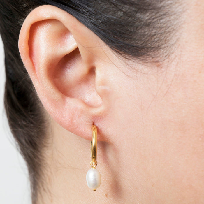 Elegant Freshwater Pearl Hoop Earrings
