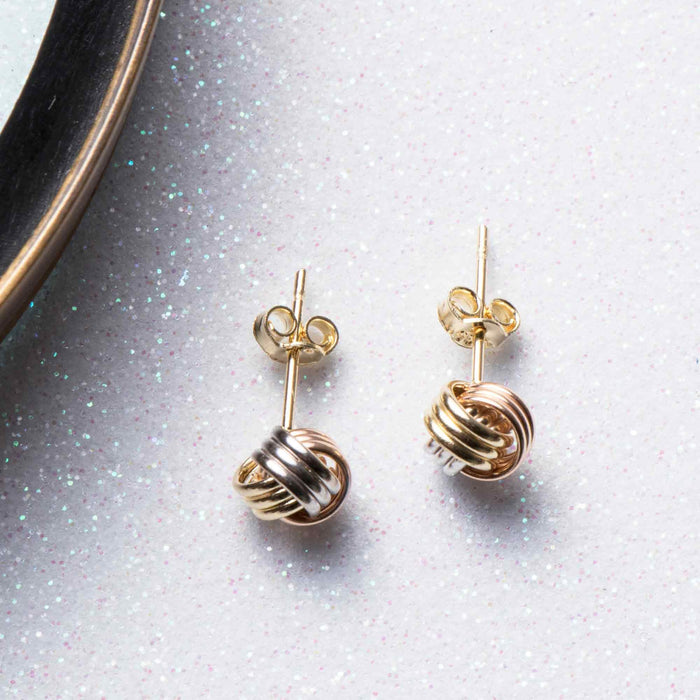 14k Solid Gold Love Knot Stud Earrings