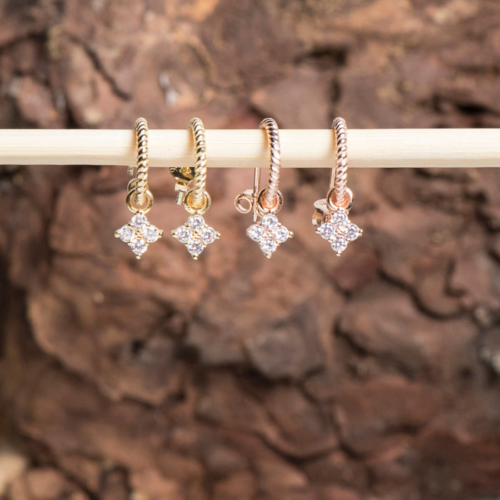 Dainty 14k Gold Vermeil CZ Hoop Earrings
