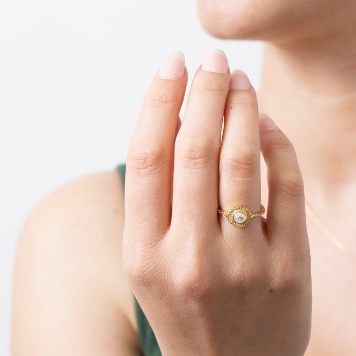 Adjustable Moonstone & Lapis Lazuli Ring