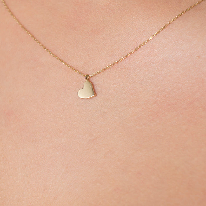 14K Solid Gold Heart Necklace