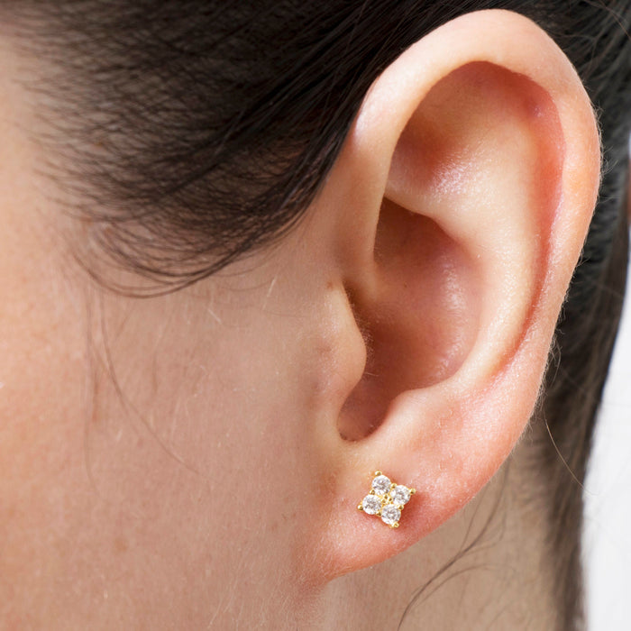 Dainty Gold Flower Stud Earrings