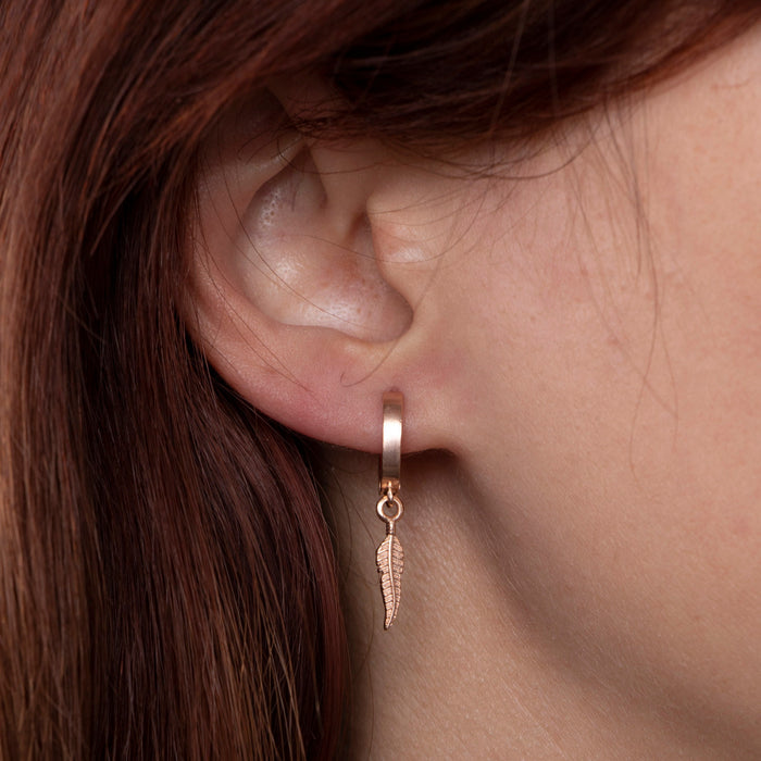Gold Feather Hoop Earrings