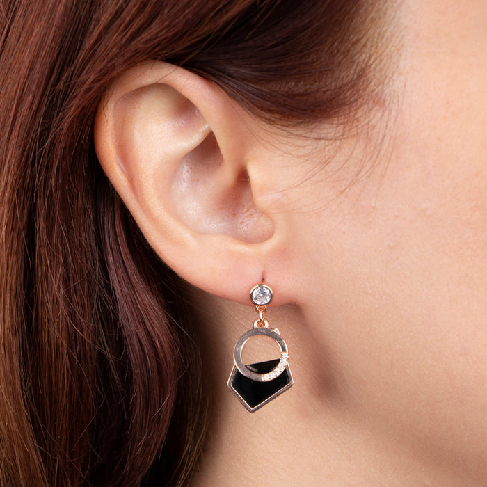 Elegant Celestial Mother of Pearl & Onyx Earrings