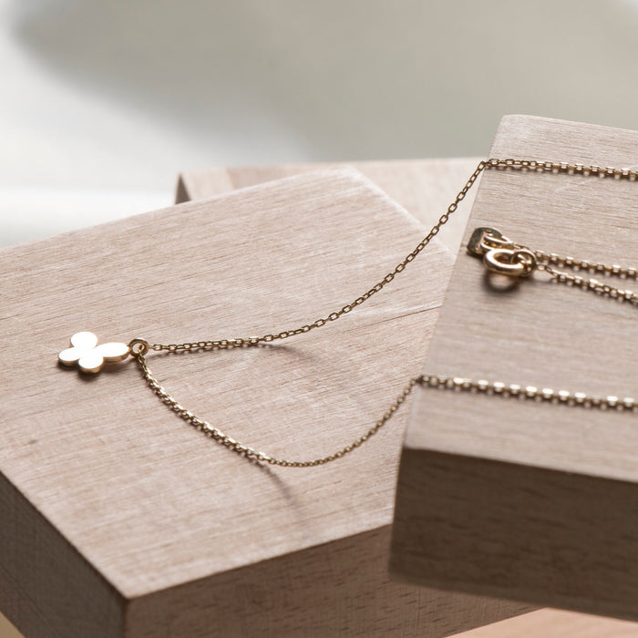 Delicate 14k Solid Gold Butterfly Pendant Necklace