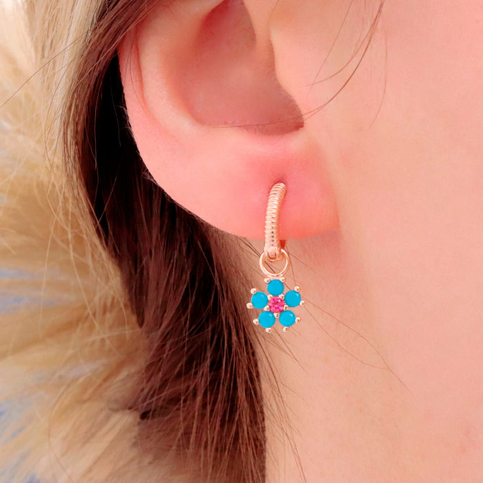 Vibrant Floral Gemstone Hoop Earrings