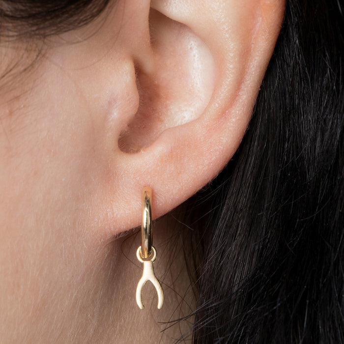 Dainty Wishbone Hoop Earrings