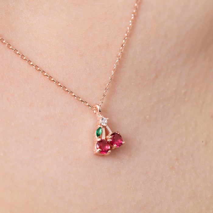 Dainty Cherry Pendant Necklace