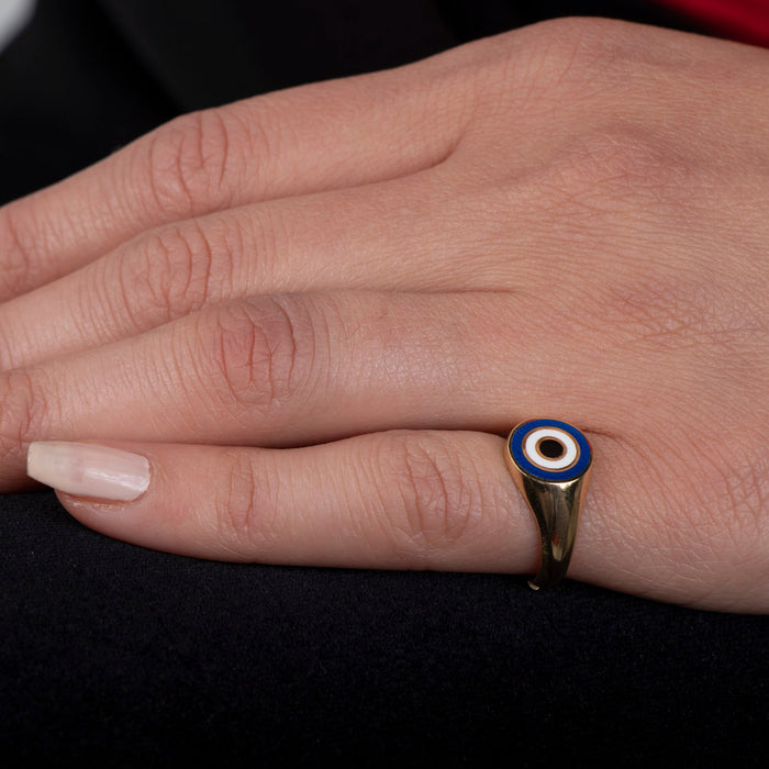Adjustable Evil Eye Signet Ring