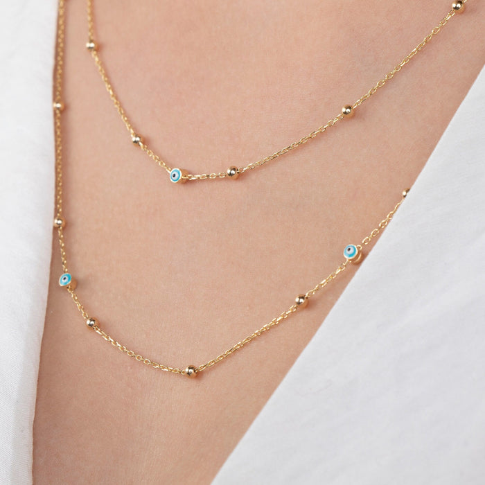Evil Eye Beaded Station Necklace