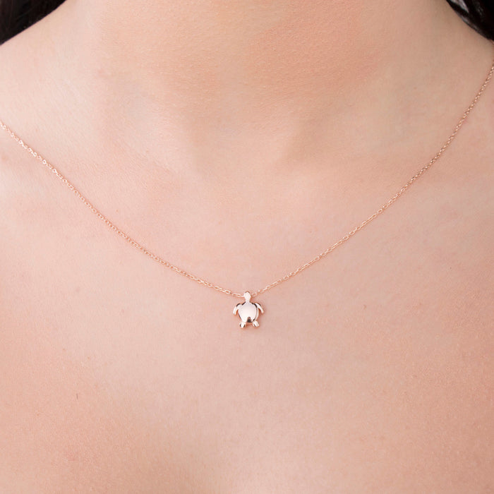 Rose Gold Sea Turtle Pendant Necklace