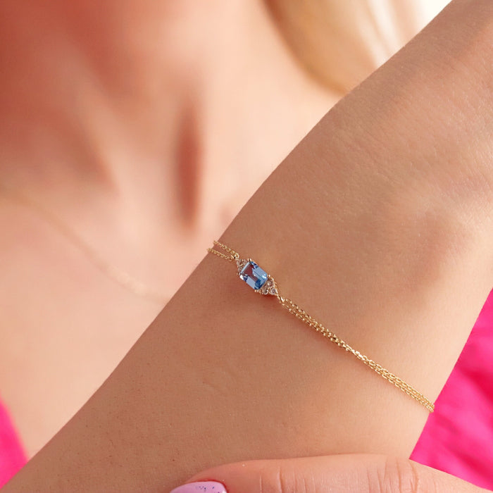 14k Gold Aquamarine Bracelet