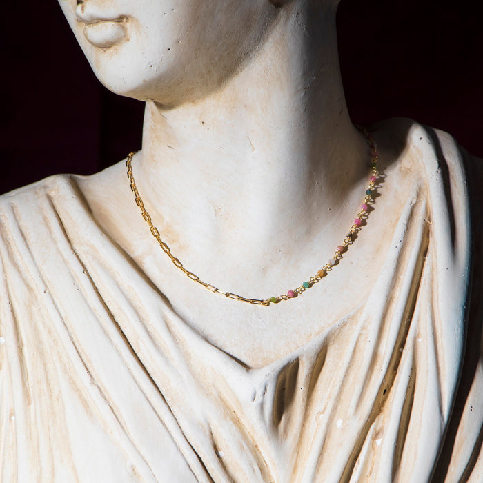 Multi-Color Tourmaline Beaded Necklace