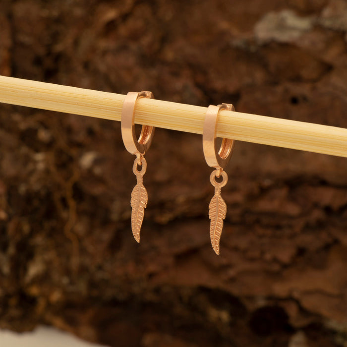 Gold Feather Hoop Earrings