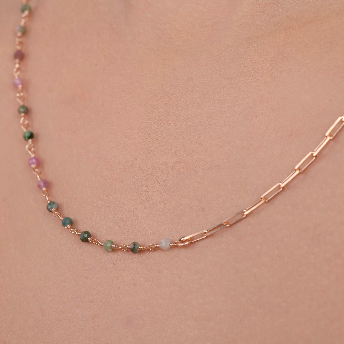 Multi-Color Tourmaline Beaded Necklace
