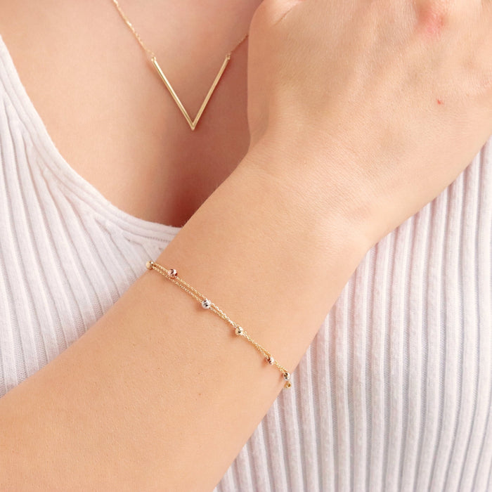 14K Solid Gold Ball Chain Bracelet