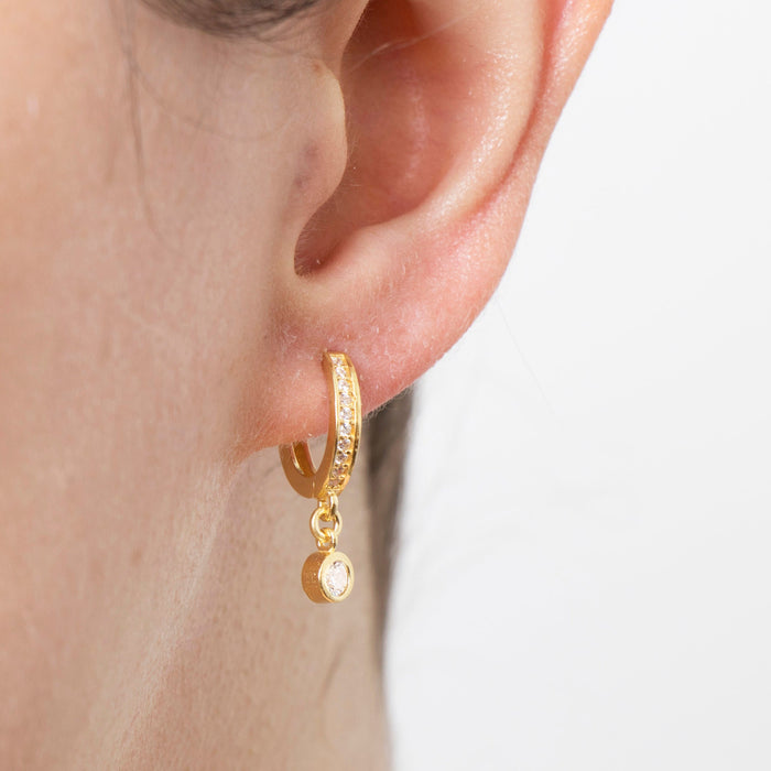 Dainty CZ Huggie Hoop Earrings