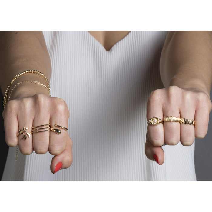 Adjustable Gold Evil Eye Signet Ring