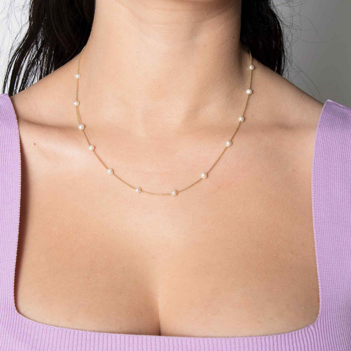 14k Gold Pearl Choker