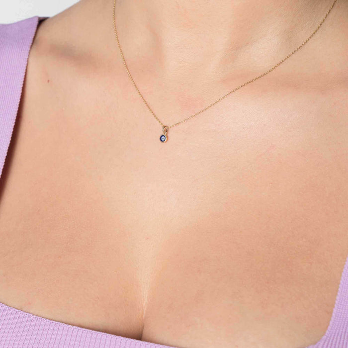 14k Solid Gold Minimalist Evil Eye Protection Charm