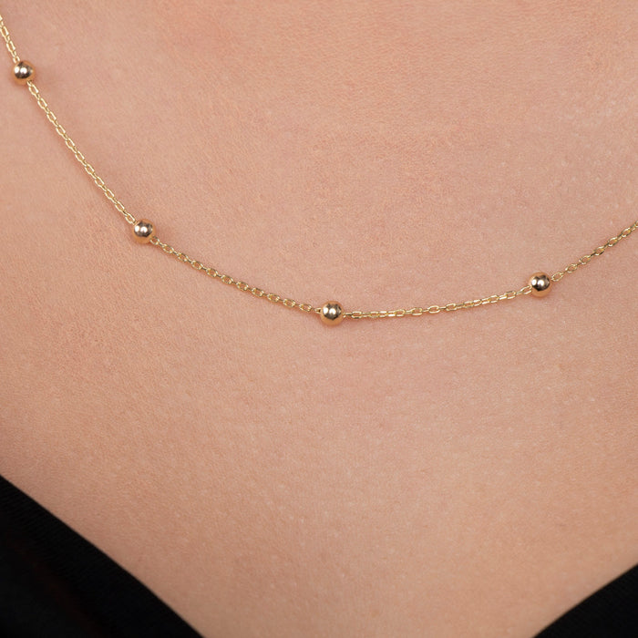 Gold Vermeil Beaded Satellite Chain Necklace