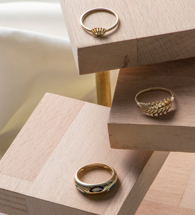 14k Solid Gold Leaf Branch Ring