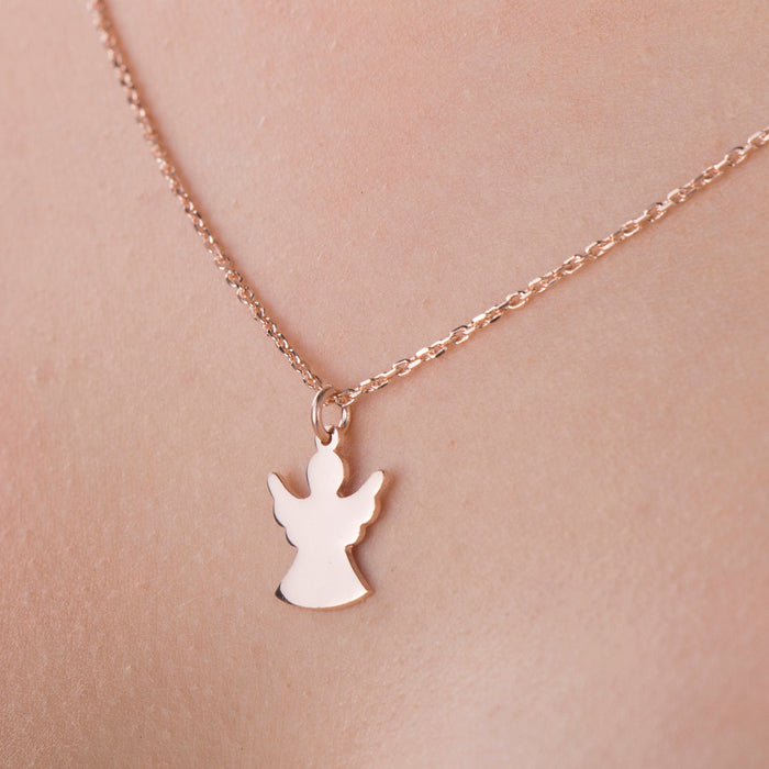 Minimalist 14k Gold Angel Necklace