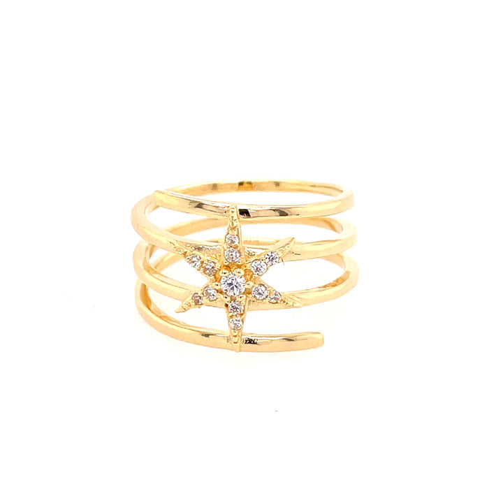 Gold North Star Ring