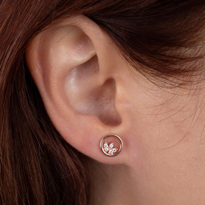 Dainty 14k Gold Lotus Flower Stud Earrings