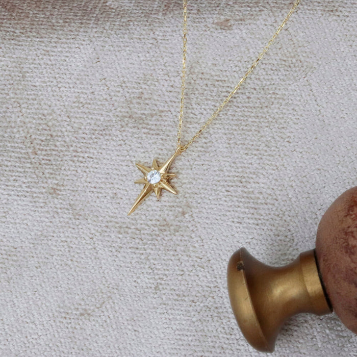 Elegant 14k Gold North Star Celestial Pendant