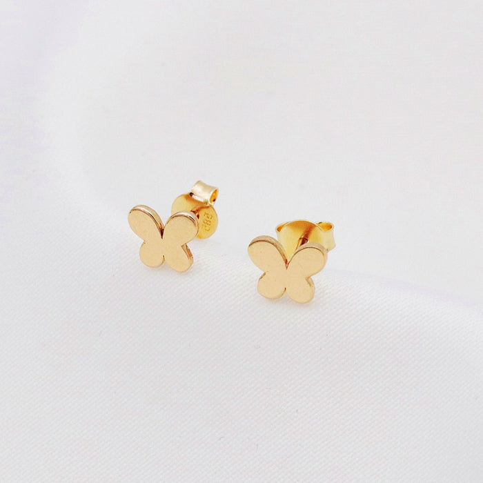 Delicate 14k Gold Butterfly Stud Earrings