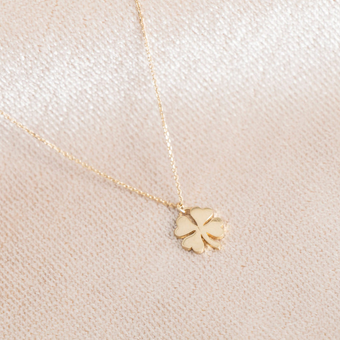 14k Solid Gold Four-Leaf Clover Necklace