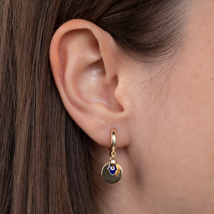 Dainty Hamsa Evil Eye Hoop Earrings
