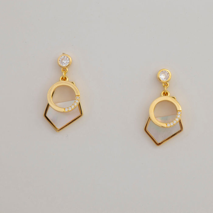 Elegant Celestial Mother of Pearl & Onyx Earrings