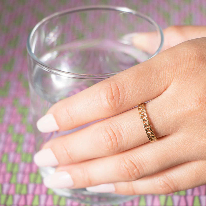 14K Solid Gold Chain Ring