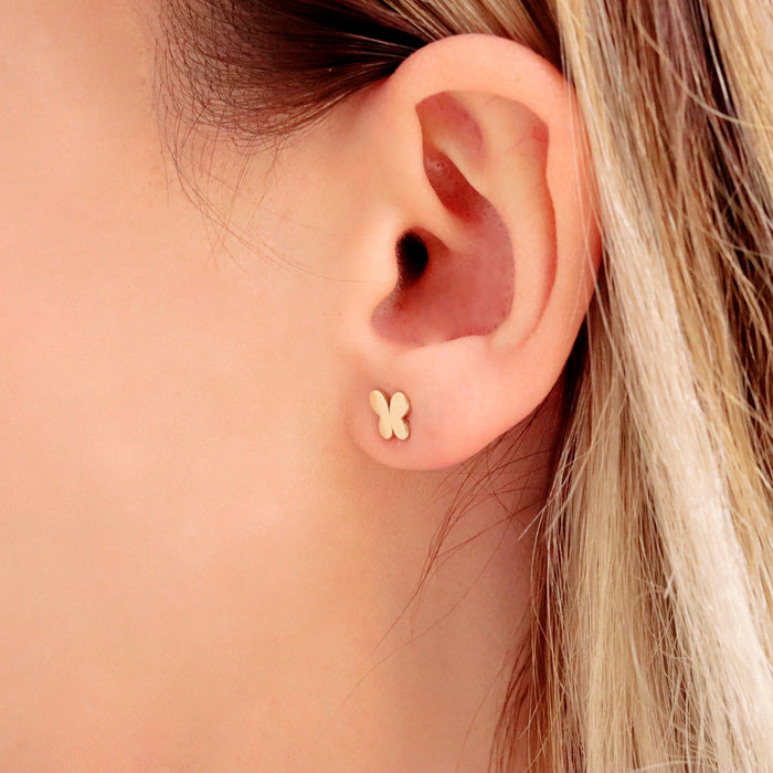 Delicate 14k Gold Butterfly Stud Earrings