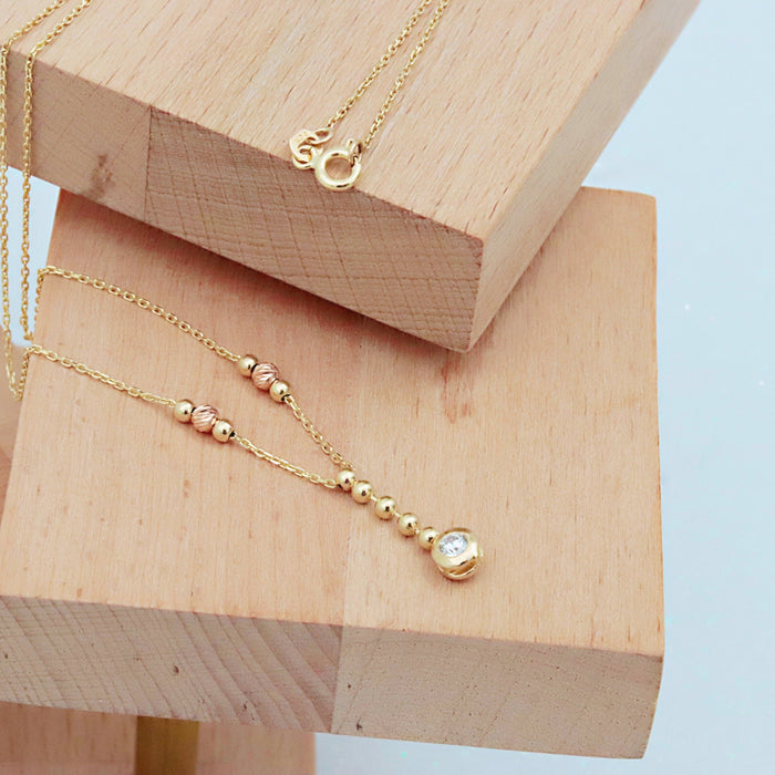 14K Solid Gold Lariat Necklace