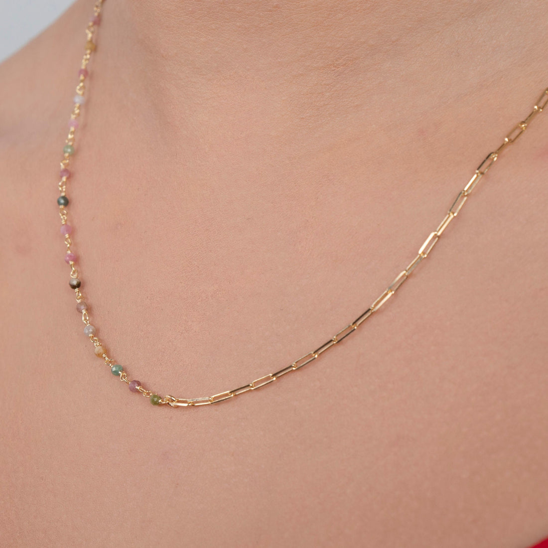 Multi-Color Tourmaline Beaded Necklace