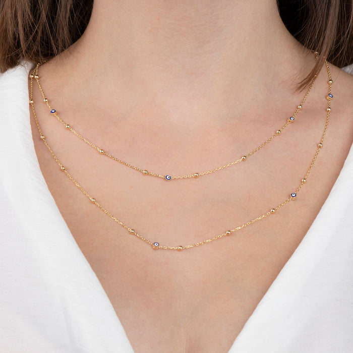 Evil Eye Beaded Station Necklace
