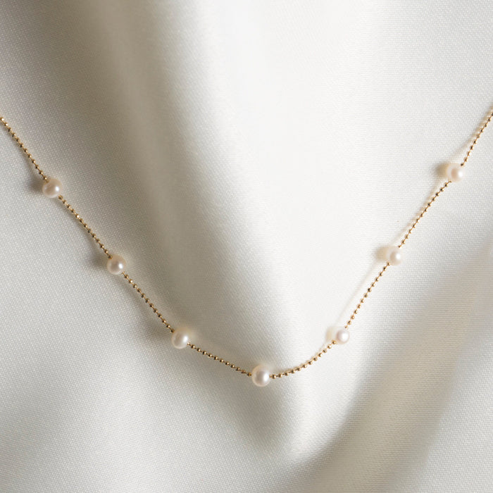 14K Solid Gold Pearl Bracelet