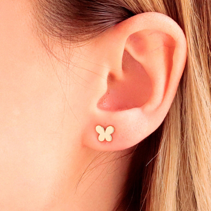 Delicate 14k Gold Butterfly Stud Earrings
