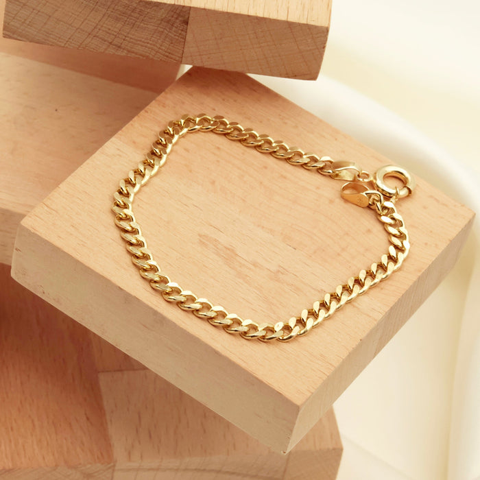 14k Solid Gold Cuban Chain Bracelet