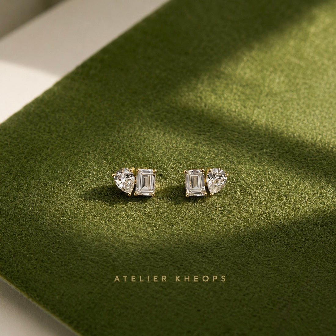 Pear & Emerald Cut Stud Earrings