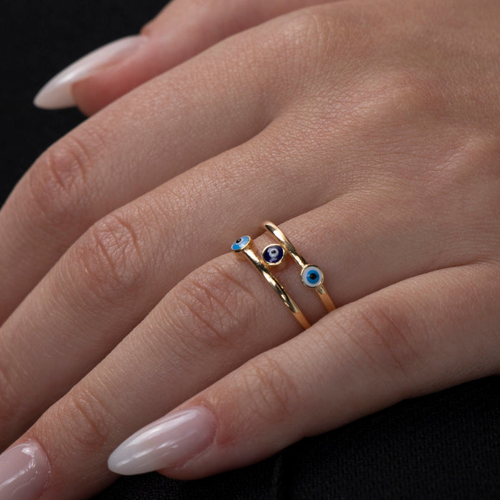 Dainty Gold Vermeil Evil Eye Ring