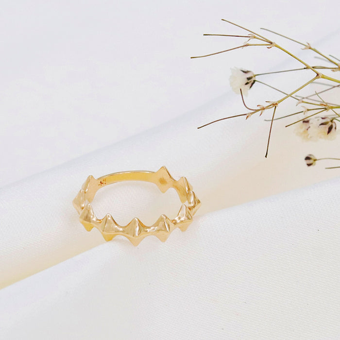 14k Solid Gold Pyramid Spike Ring