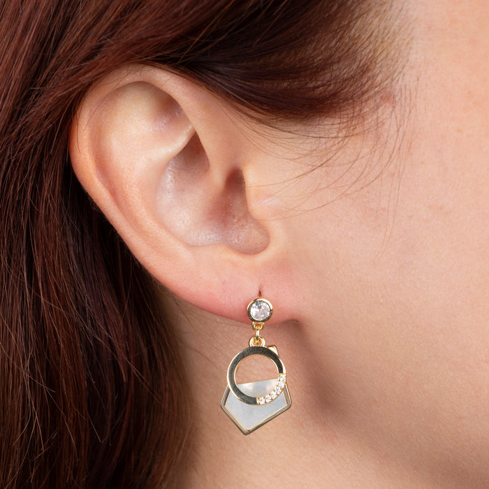 Elegant Celestial Mother of Pearl & Onyx Earrings