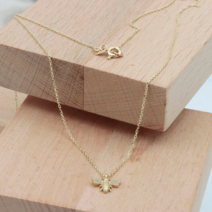 14k Gold Honey Bee Pendant