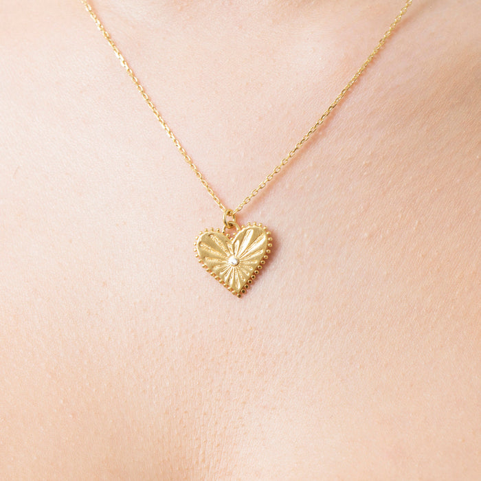 Dainty 14k Gold Vermeil Heart Pendant Necklace